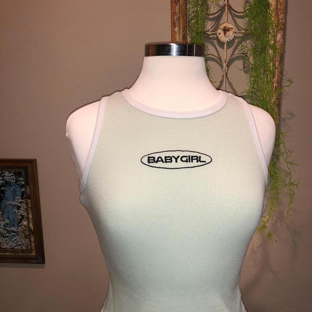 Babygirl light green ribbed tank top